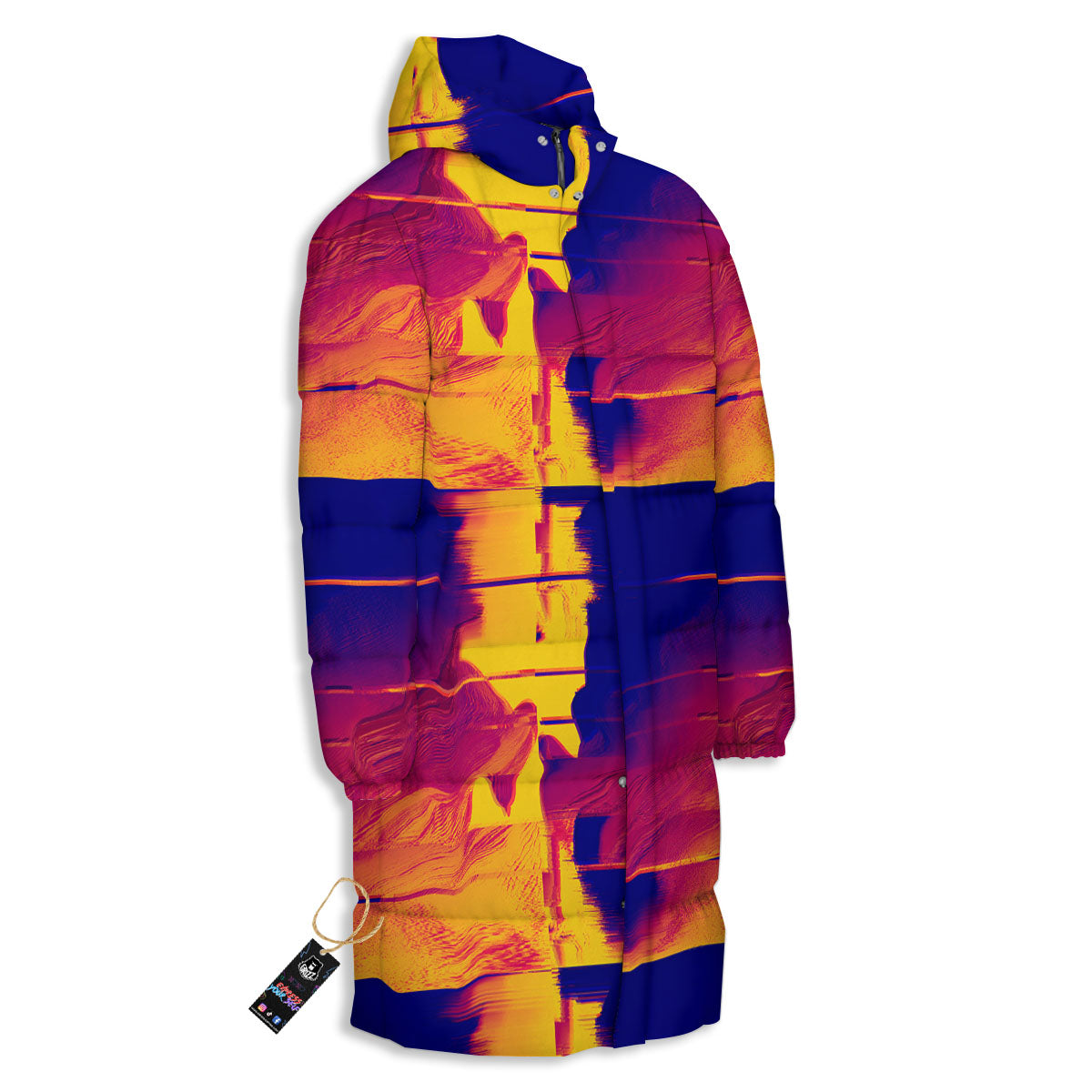 Surface Psychedelic Print Pattern Long Down Jacket-grizzshop