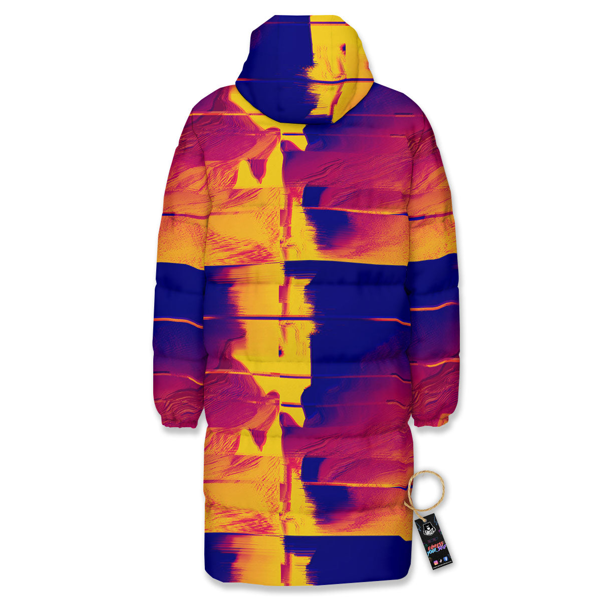 Surface Psychedelic Print Pattern Long Down Jacket-grizzshop