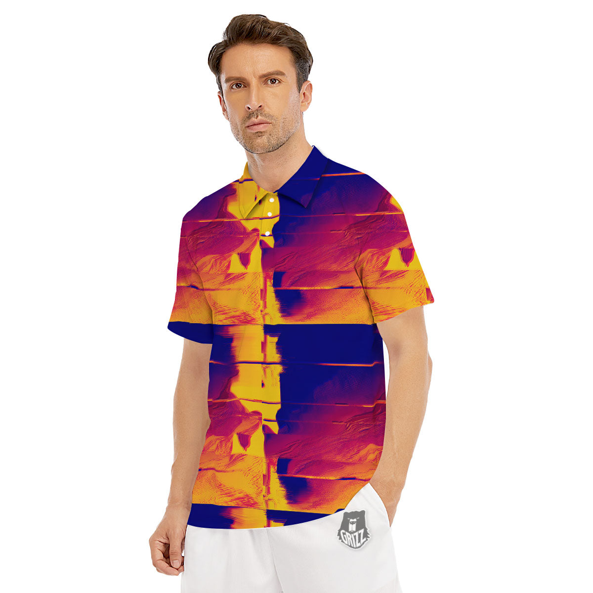 Surface Psychedelic Print Pattern Men's Golf Shirts-grizzshop