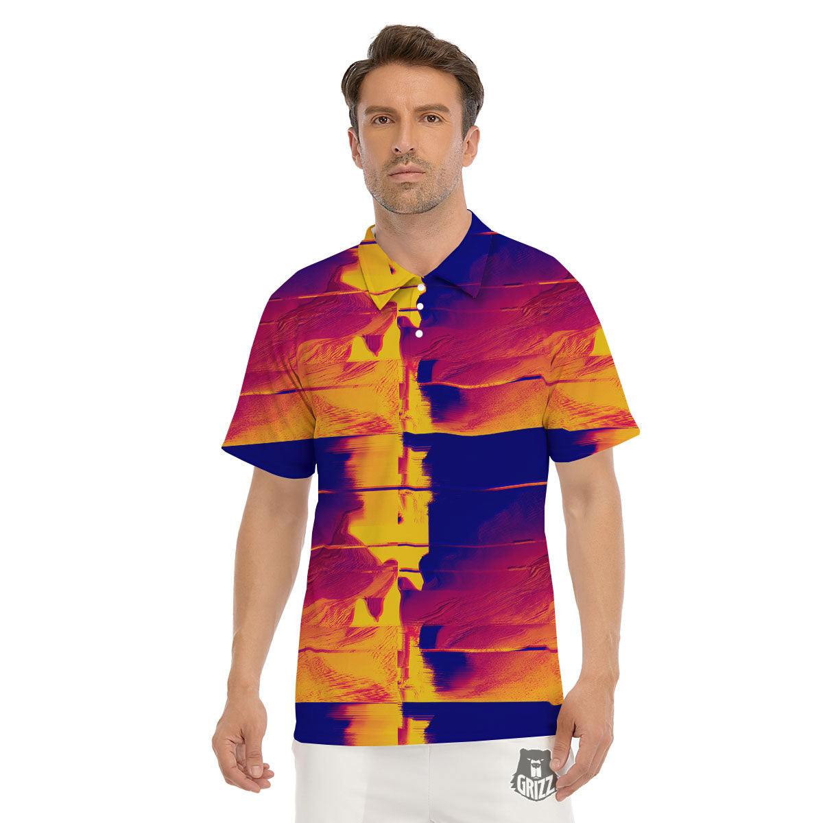 Surface Psychedelic Print Pattern Men's Golf Shirts-grizzshop