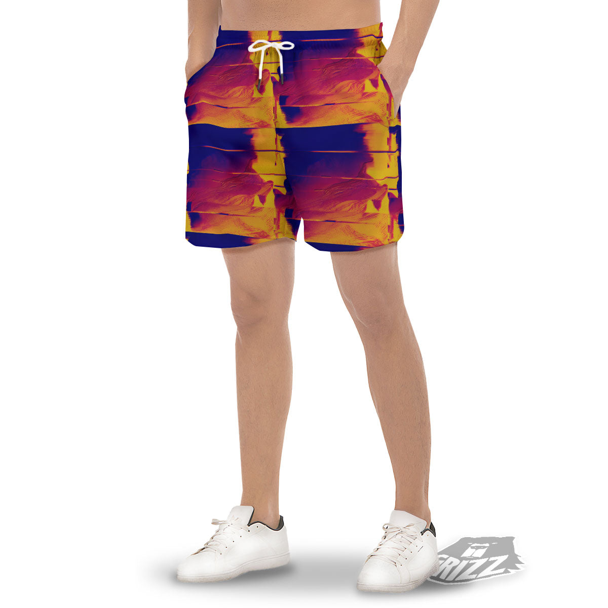 Surface Psychedelic Print Pattern Men's Gym Shorts-grizzshop