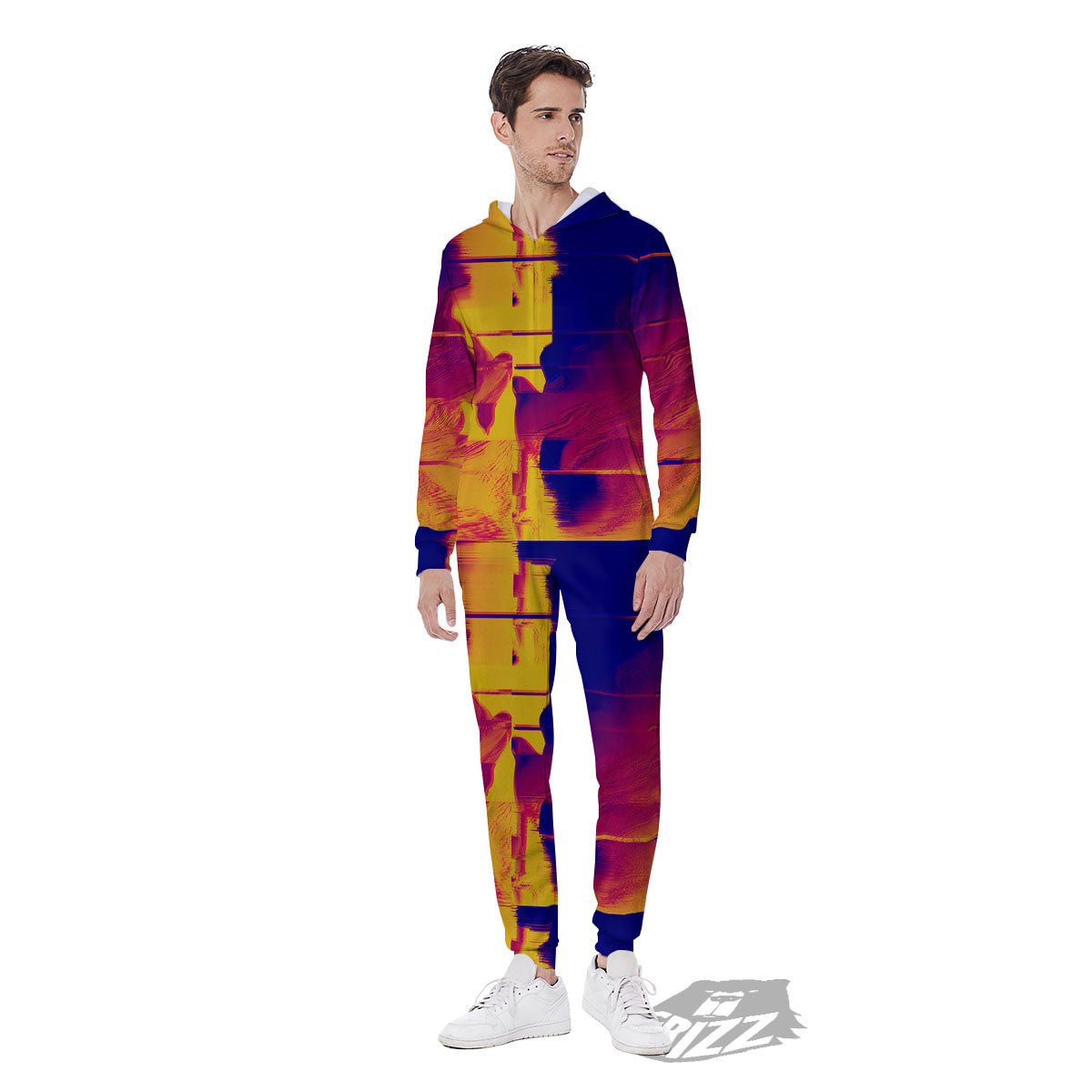 Surface Psychedelic Print Pattern Men's Jumpsuit-grizzshop