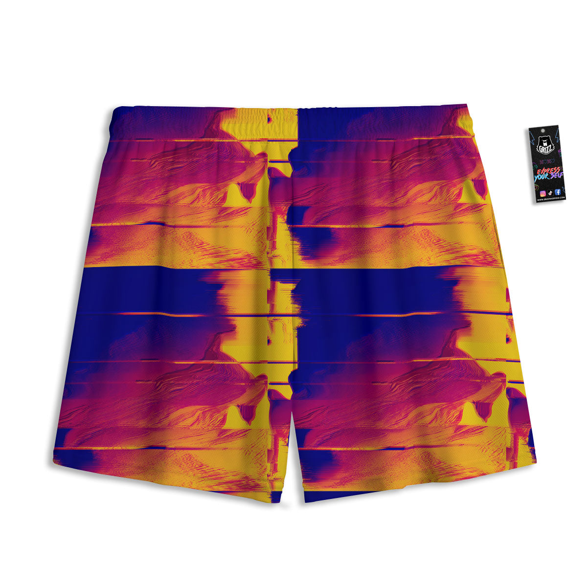 Surface Psychedelic Print Pattern Mesh Shorts