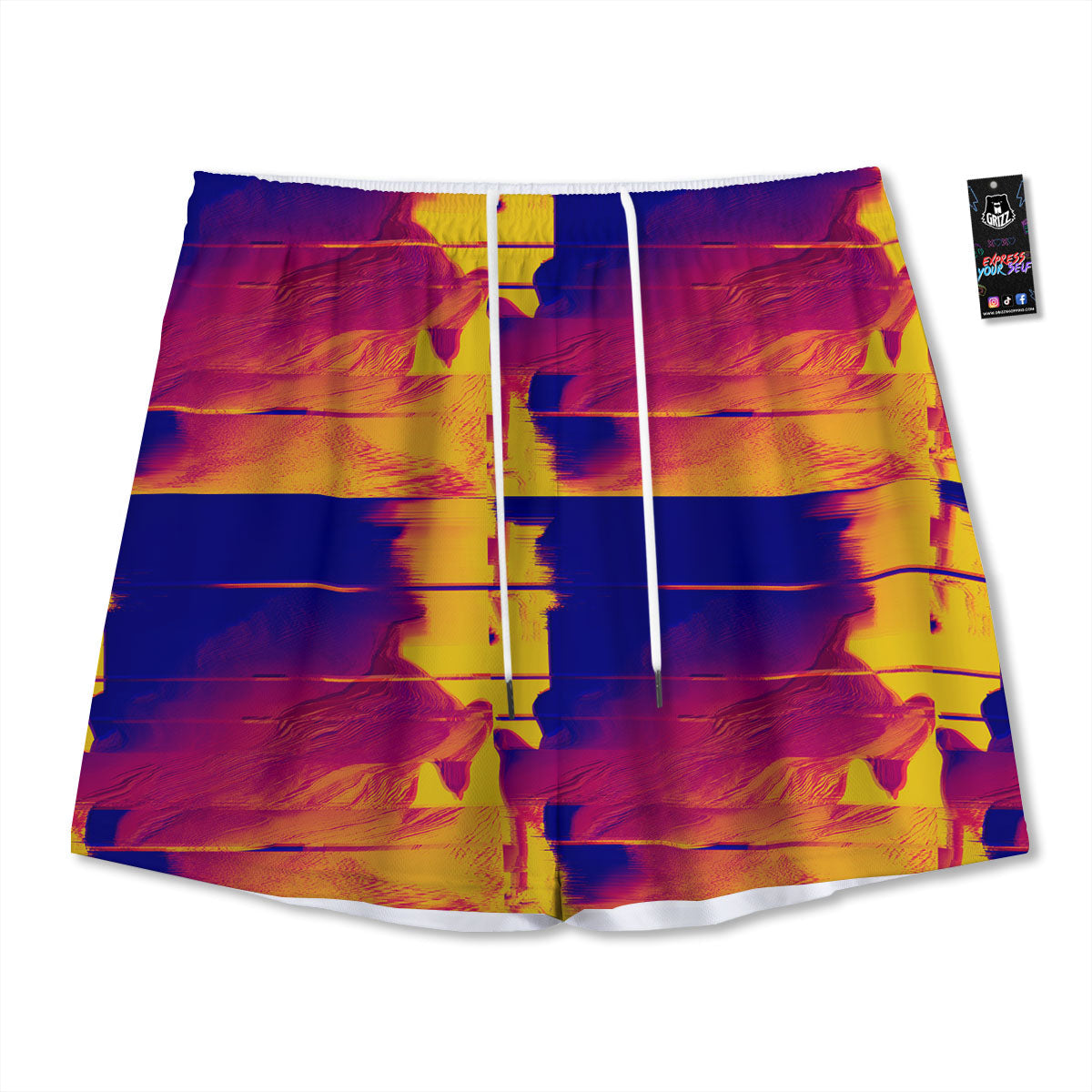 Surface Psychedelic Print Pattern Mesh Shorts