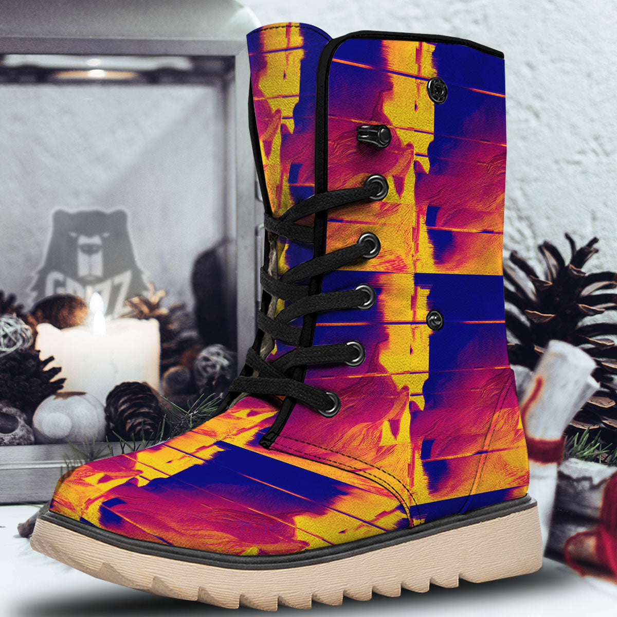 Surface Psychedelic Print Pattern Snow Boots-grizzshop