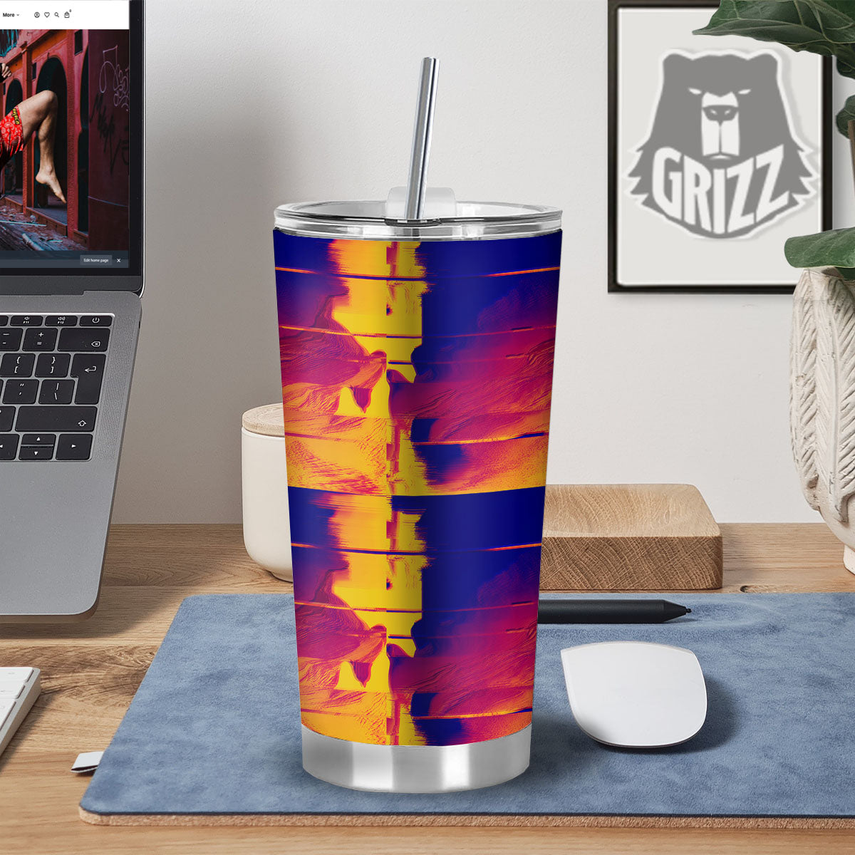 Surface Psychedelic Print Pattern Tumbler-grizzshop