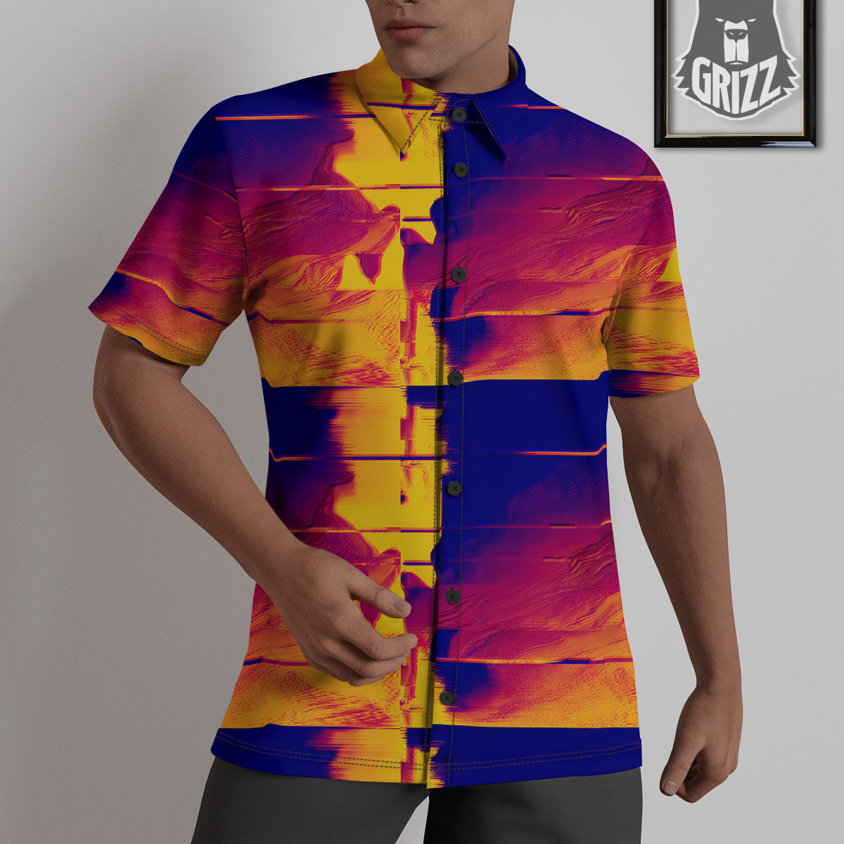 Surface Psychedelic Print Pattern Untucked Shirts-grizzshop