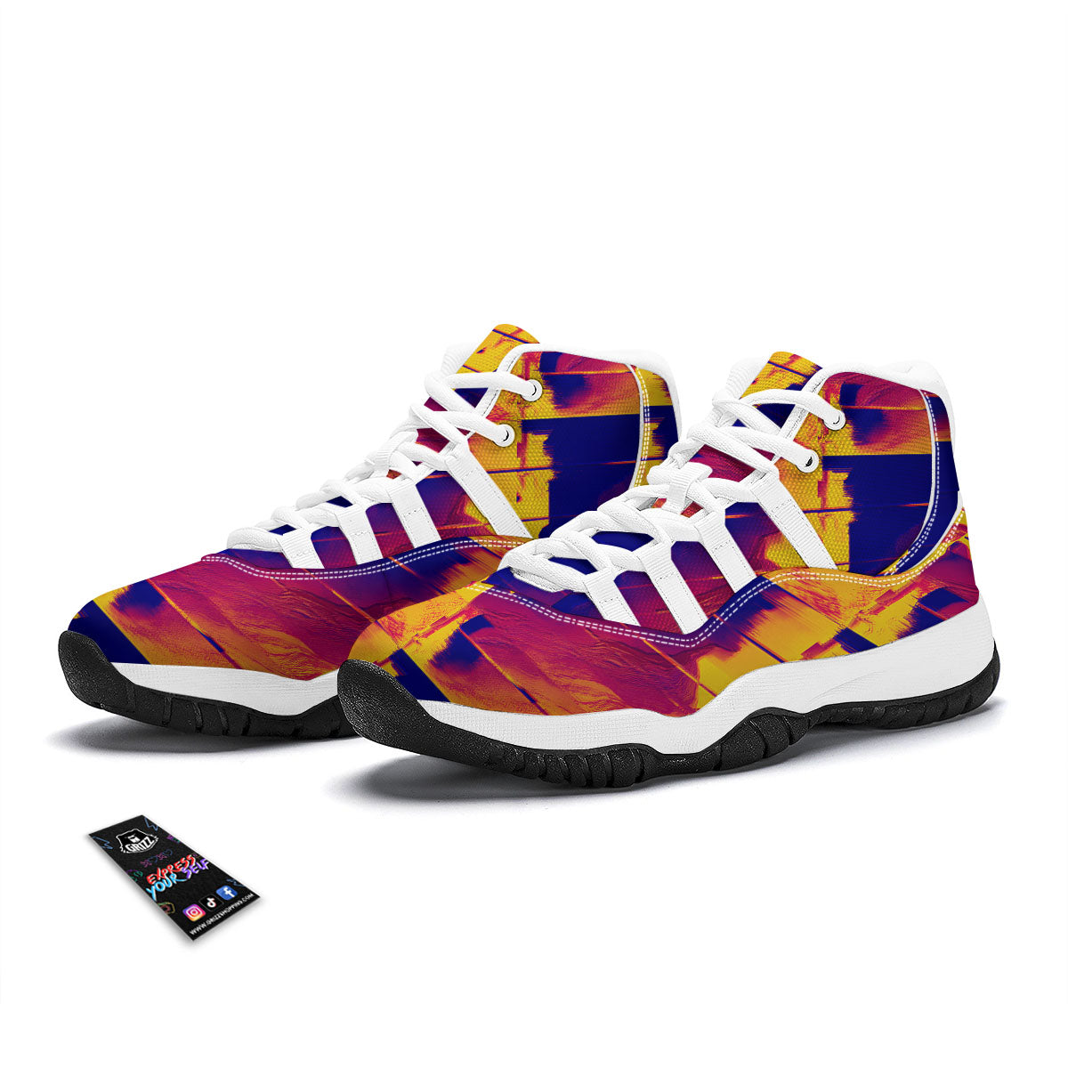 Surface Psychedelic Print Pattern White Bball Shoes-grizzshop