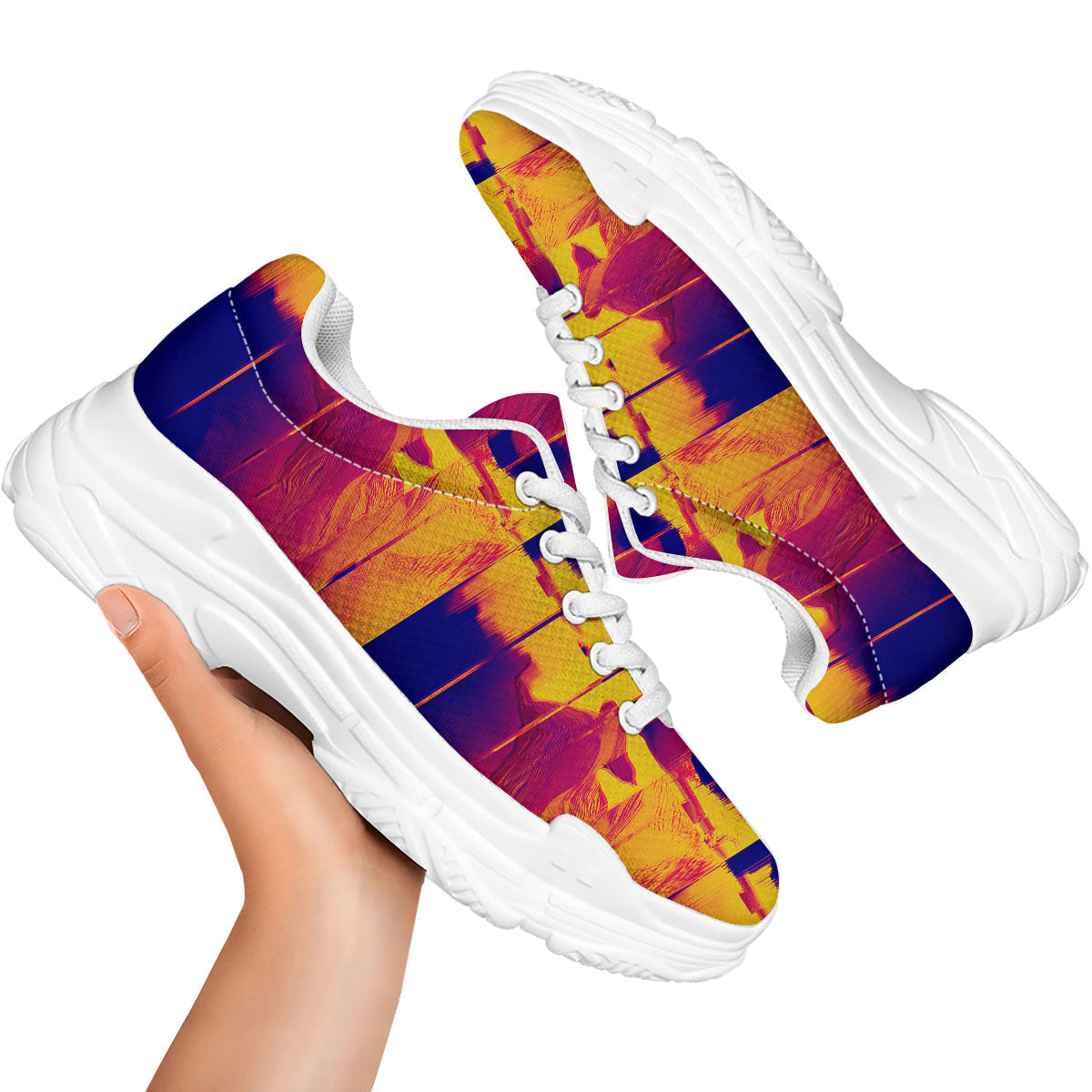 Surface Psychedelic Print Pattern White Chunky Shoes-grizzshop