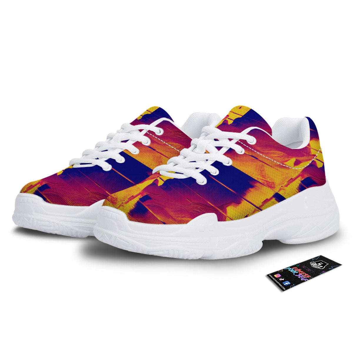 Surface Psychedelic Print Pattern White Chunky Shoes-grizzshop