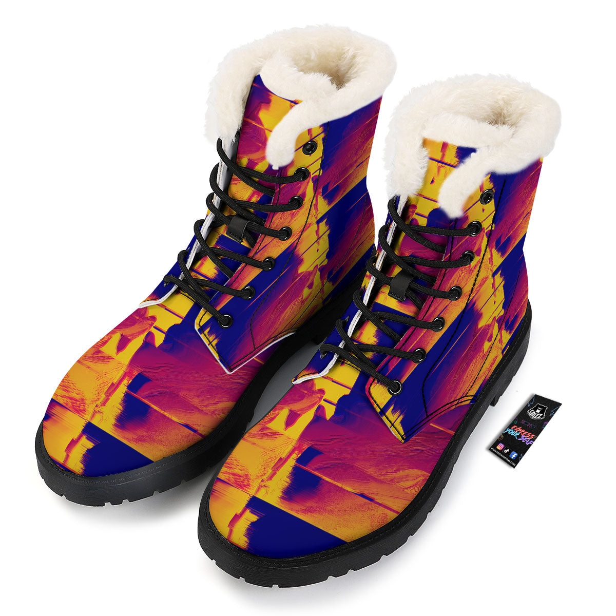 Surface Psychedelic Print Pattern Winter Boots-grizzshop