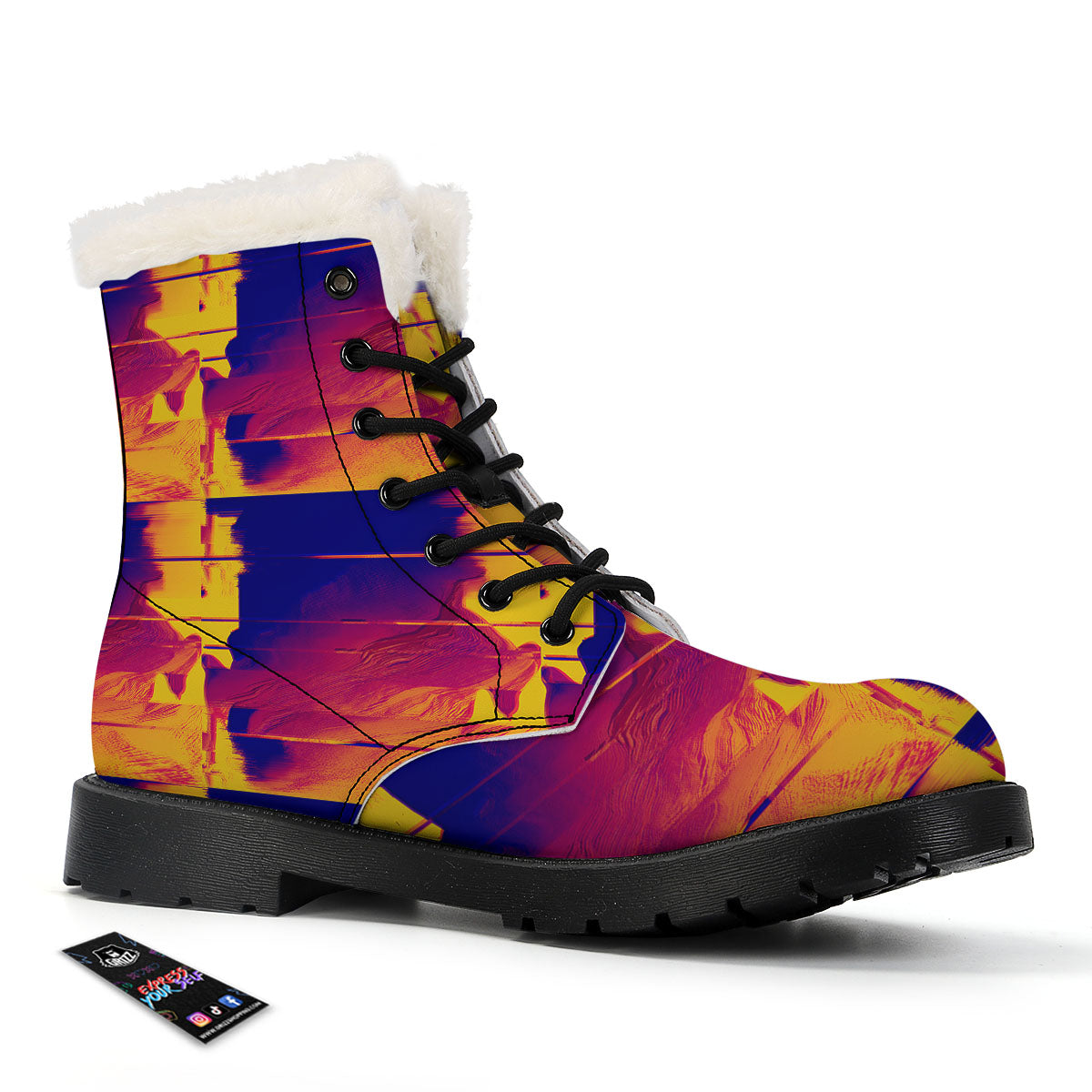 Surface Psychedelic Print Pattern Winter Boots-grizzshop