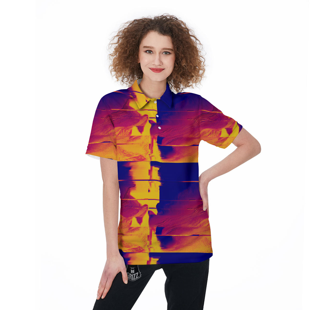 Surface Psychedelic Print Pattern Women's Golf Shirts-grizzshop