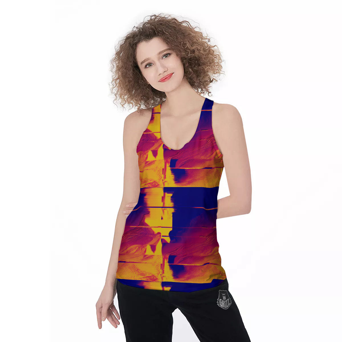 Surface Psychedelic Print Pattern Women's Racerback Tank Top-grizzshop