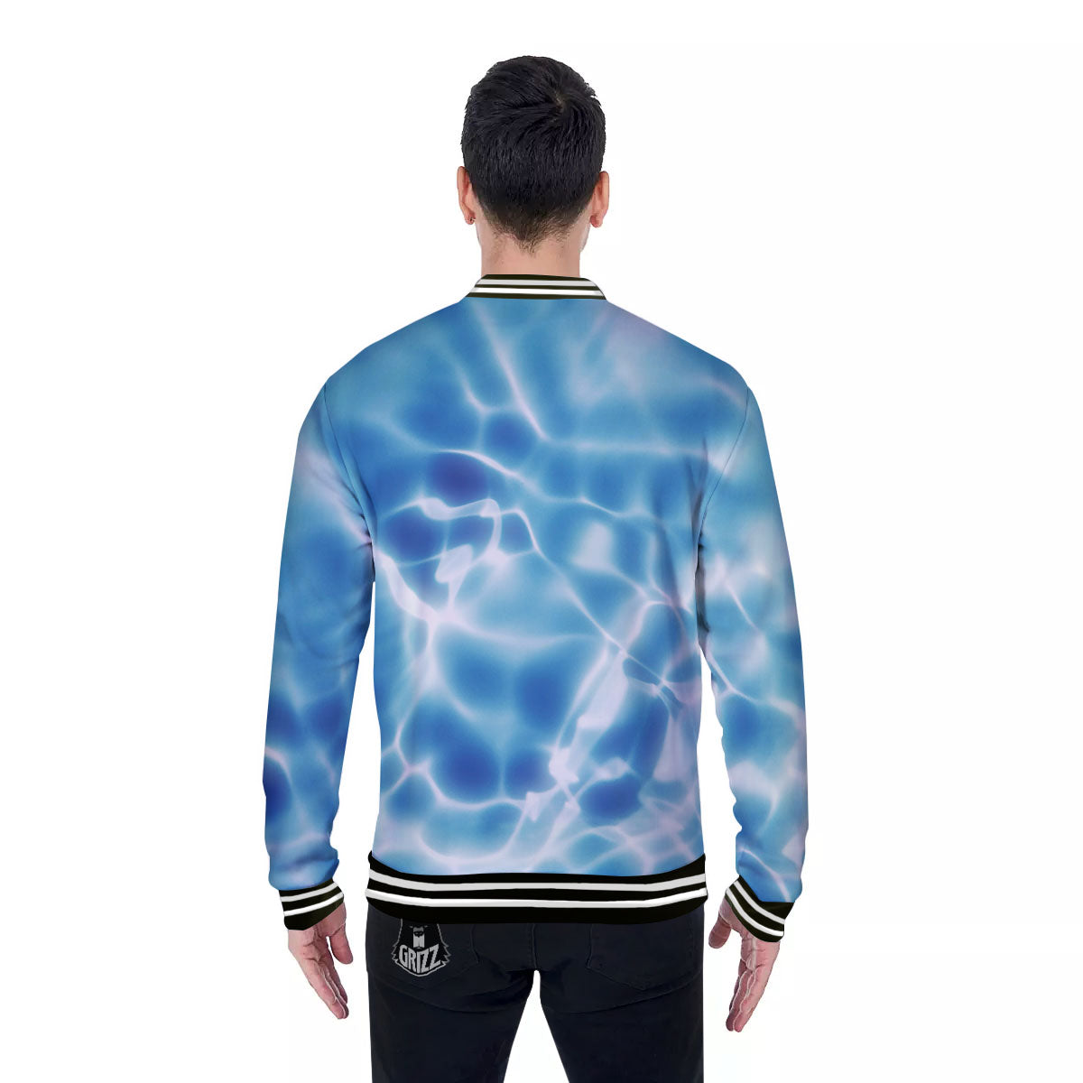 Surface Sea Water Print Baseball Jacket-grizzshop