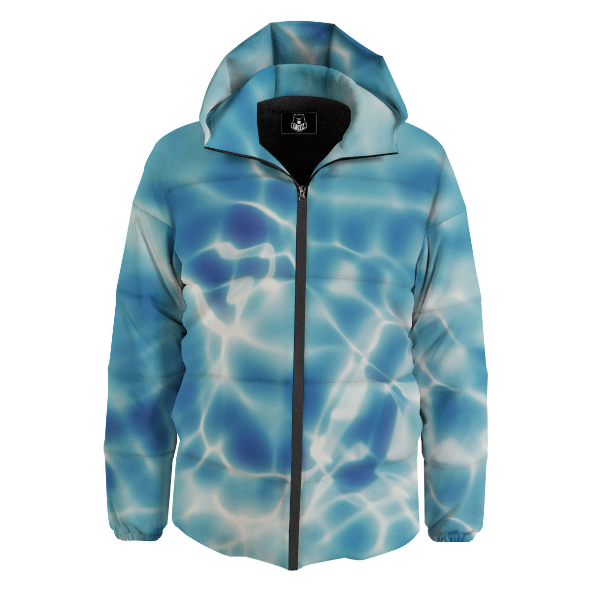 Surface Sea Water Print Down Jacket-grizzshop