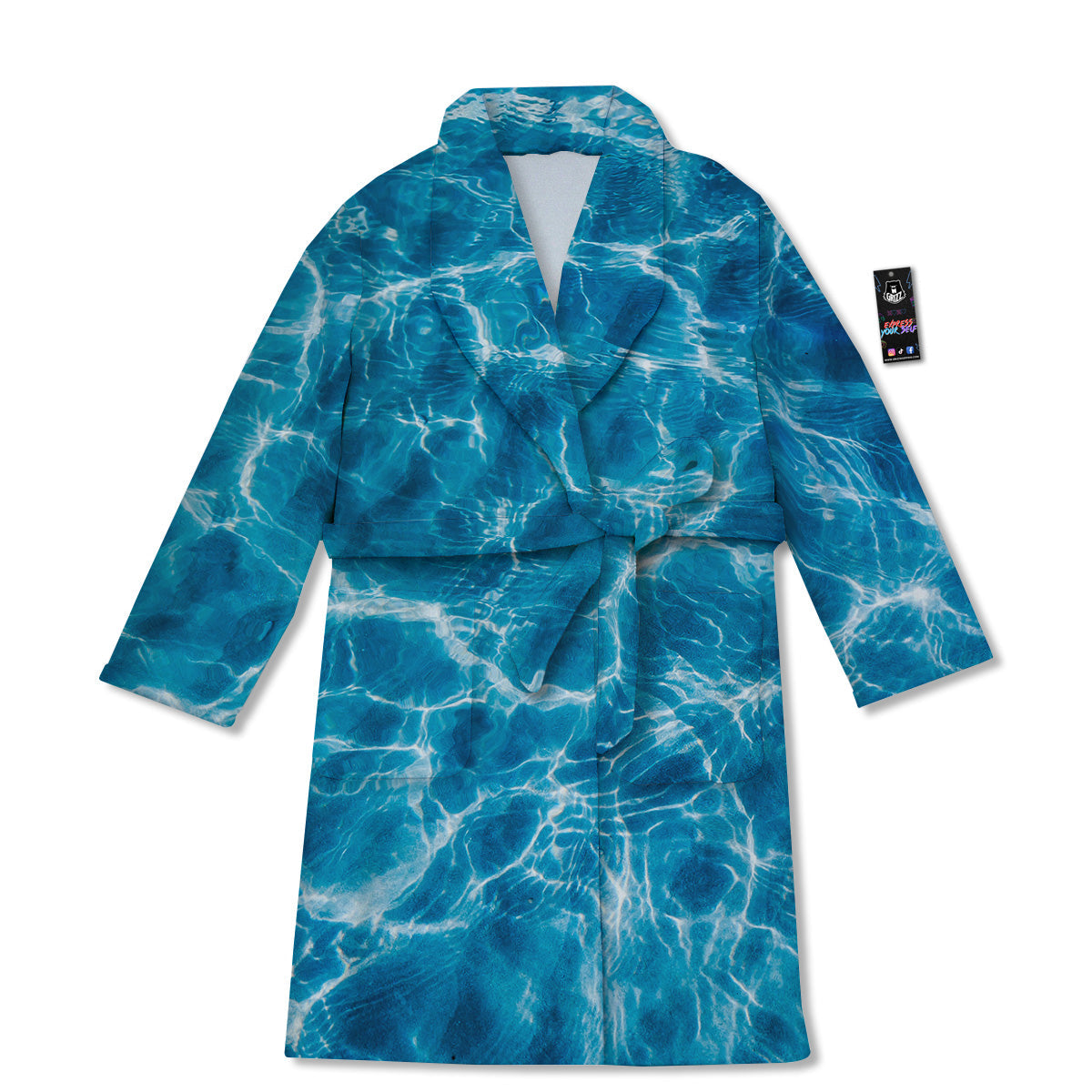 Surface Water Blue Print Bathrobe-grizzshop
