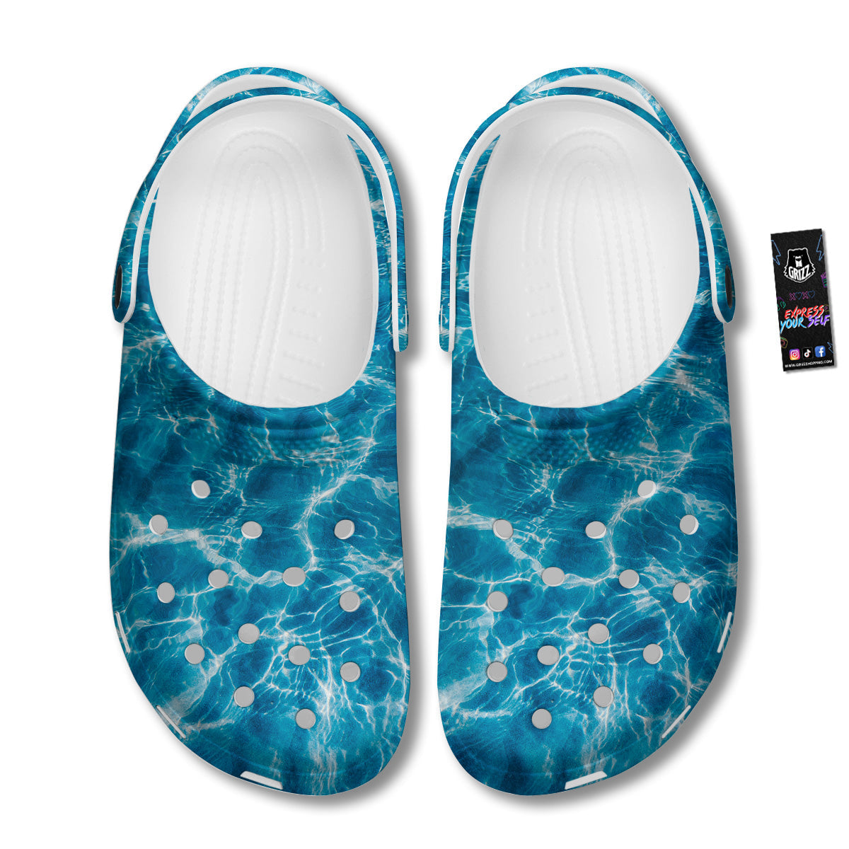 Surface Water Blue Print Clog-grizzshop