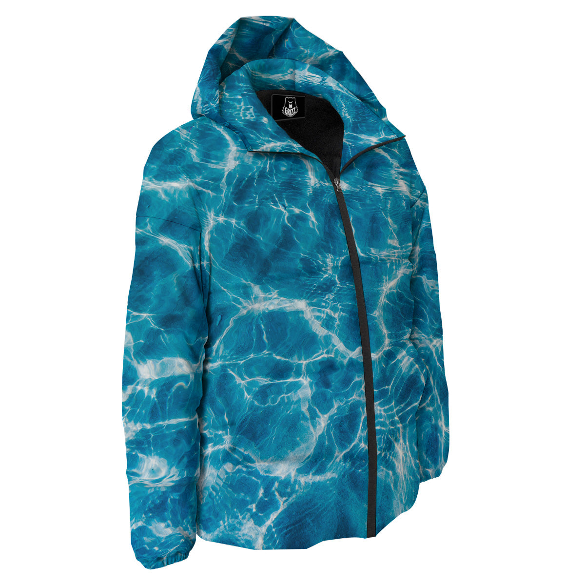 Surface Water Blue Print Down Jacket-grizzshop