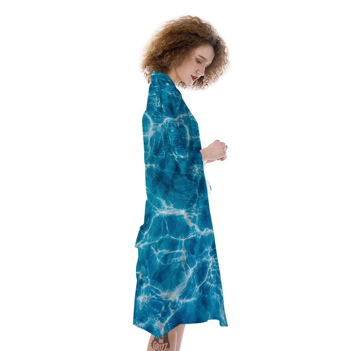 Surface Water Blue Print Kimono-grizzshop