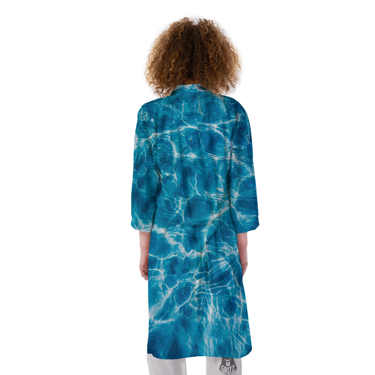 Surface Water Blue Print Kimono-grizzshop