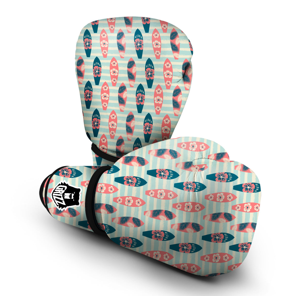 Surfboard Vintage Striped Print Pattern Boxing Gloves-grizzshop