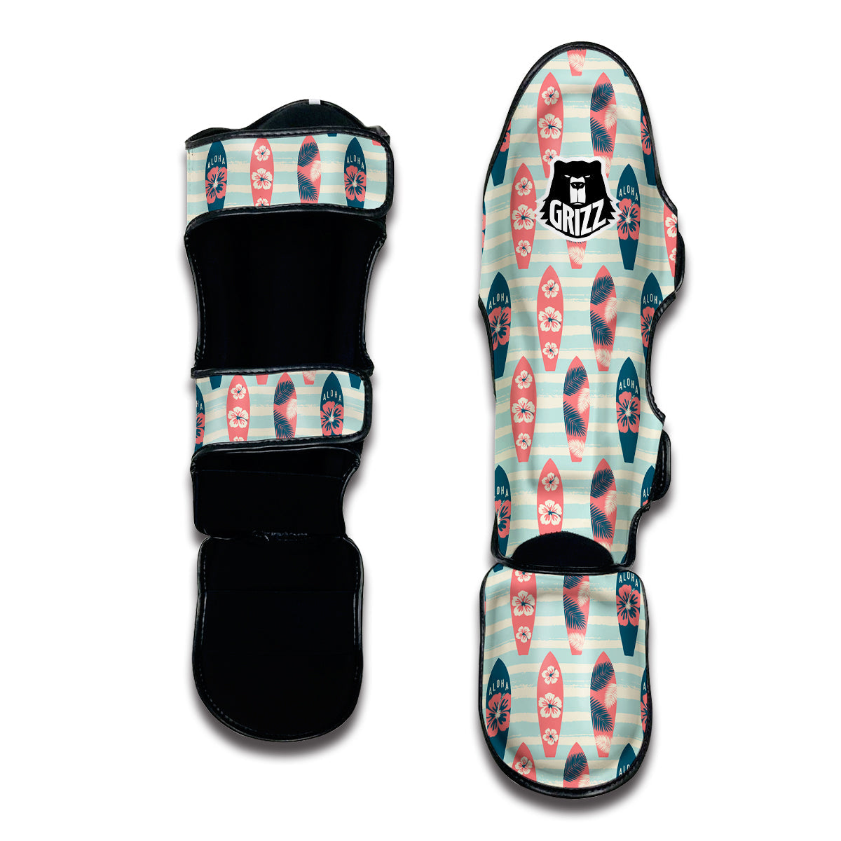 Surfboard Vintage Striped Print Pattern Muay Thai Shin Guards-grizzshop