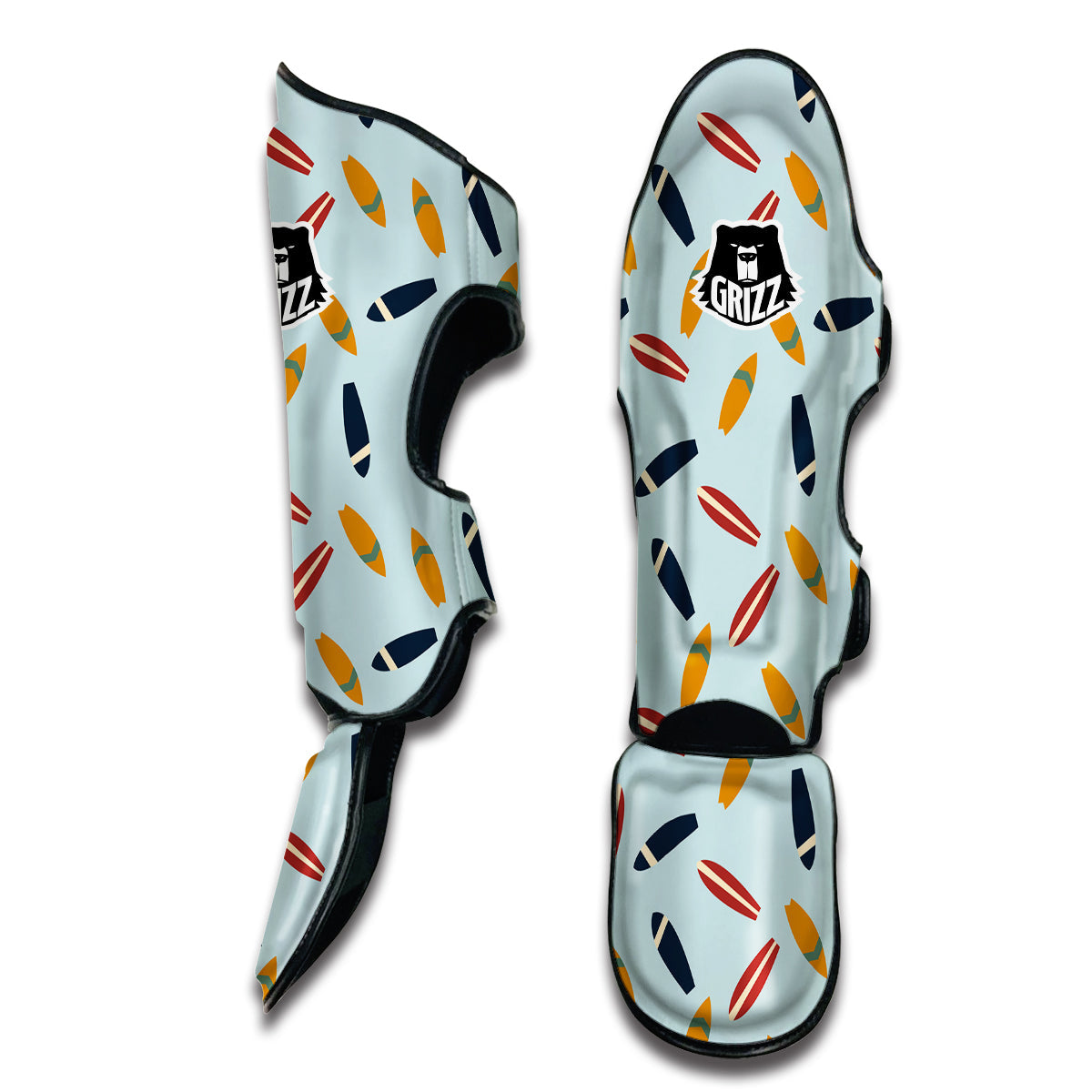 Surfboard Wood Print Pattern Muay Thai Shin Guards-grizzshop