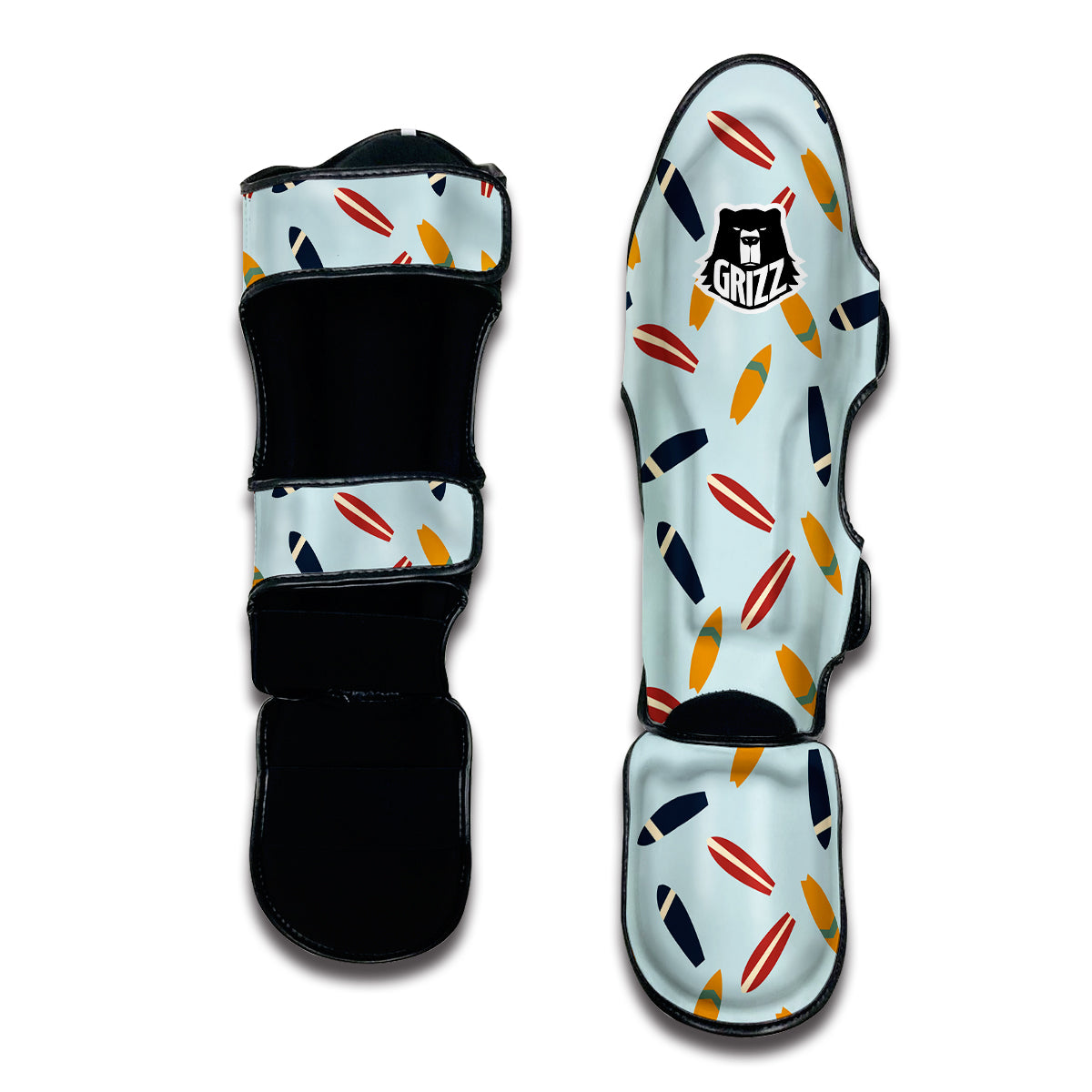 Surfboard Wood Print Pattern Muay Thai Shin Guards-grizzshop