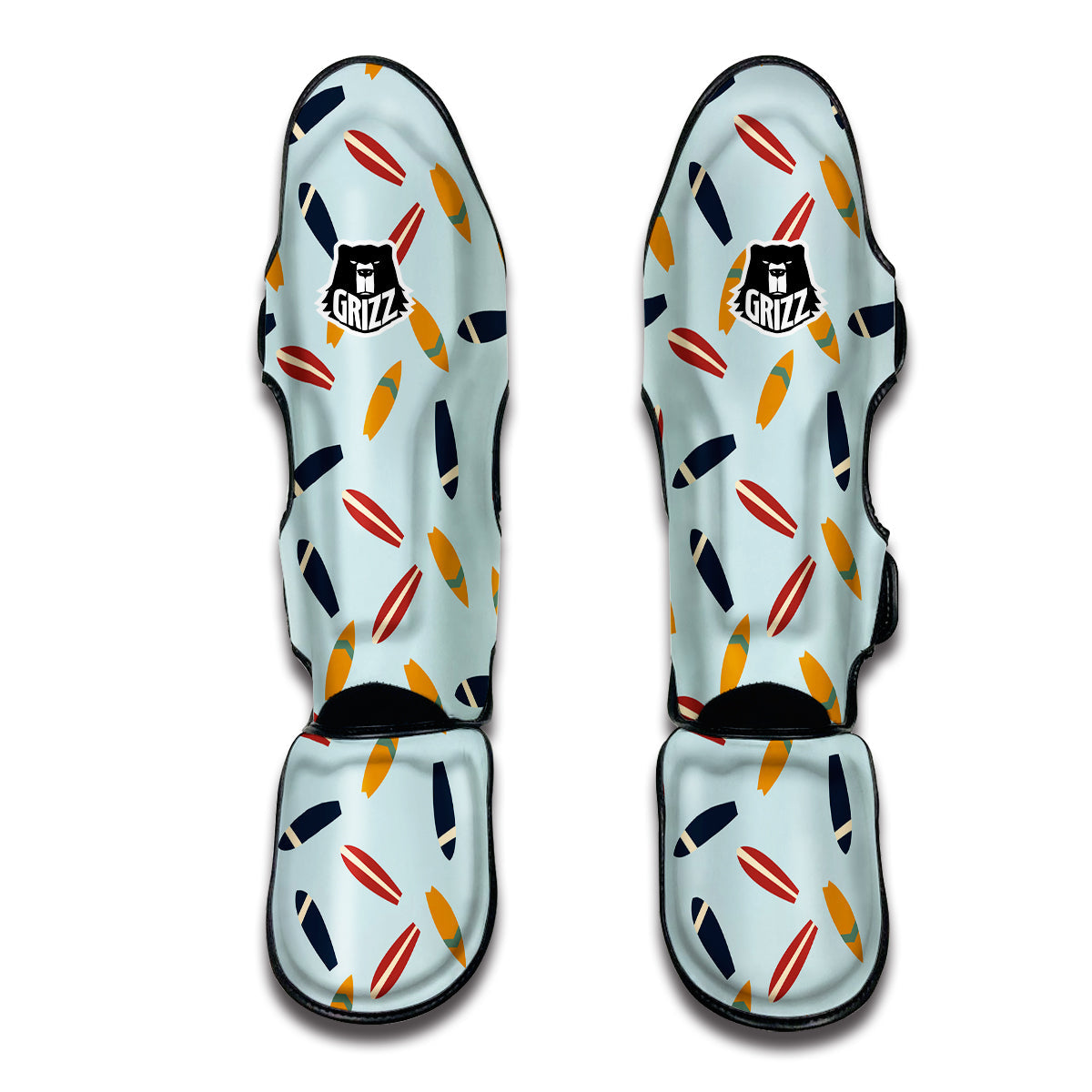 Surfboard Wood Print Pattern Muay Thai Shin Guards-grizzshop