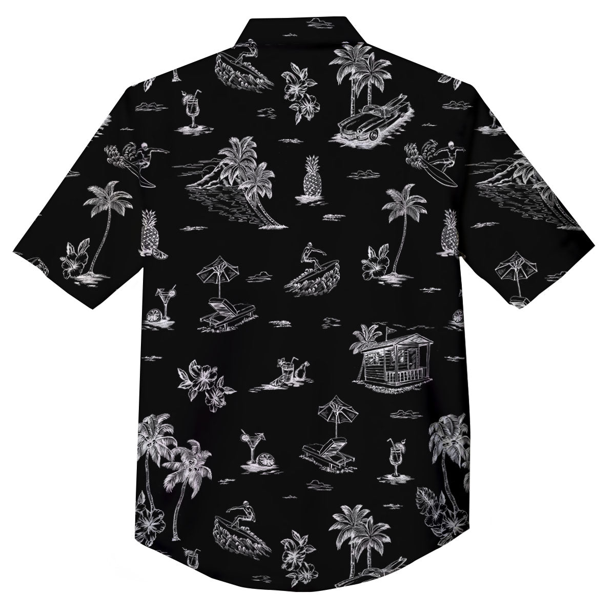 Surfing Black White Print Pattern Button Up Shirt-grizzshop
