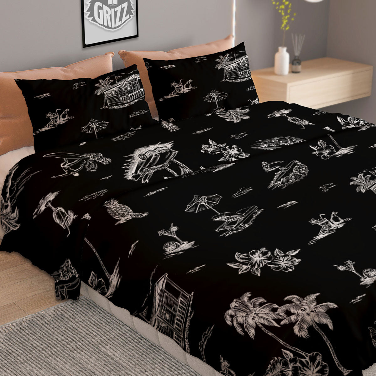 Star Of David Fiery Print Duvet Cover Bedding Set