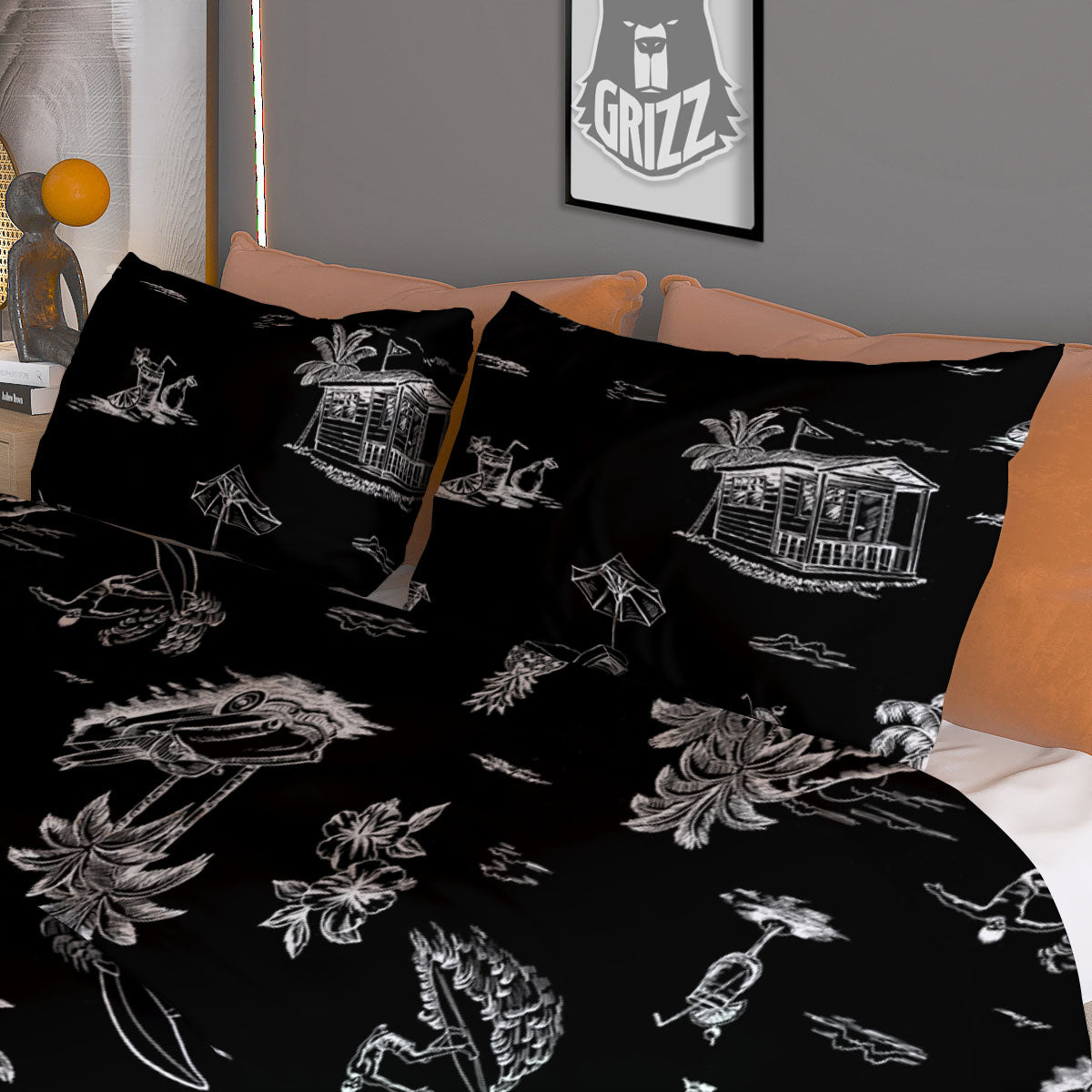 Star Of David Fiery Print Duvet Cover Bedding Set