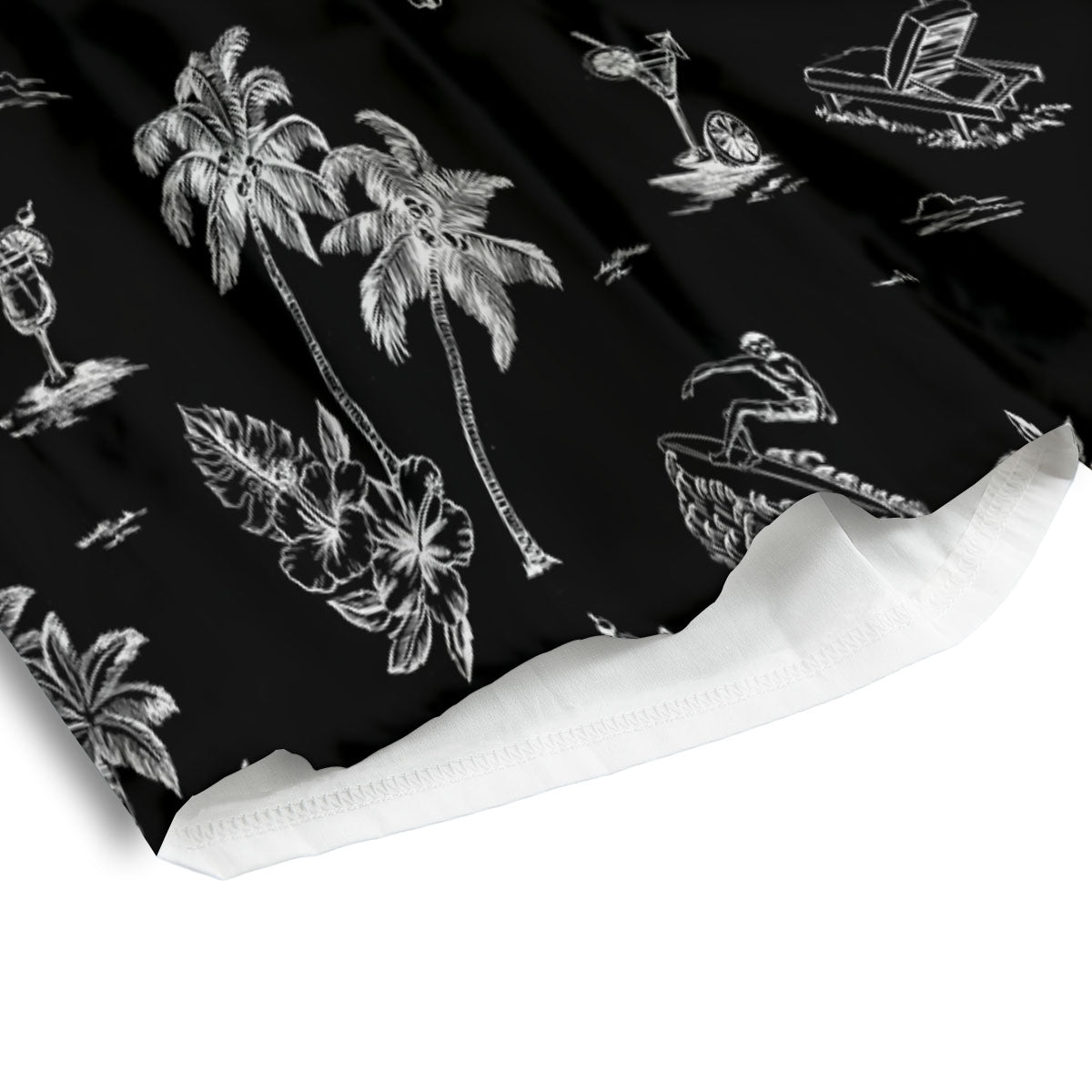 Surfing Black White Print Pattern Men's Athletic Shorts
