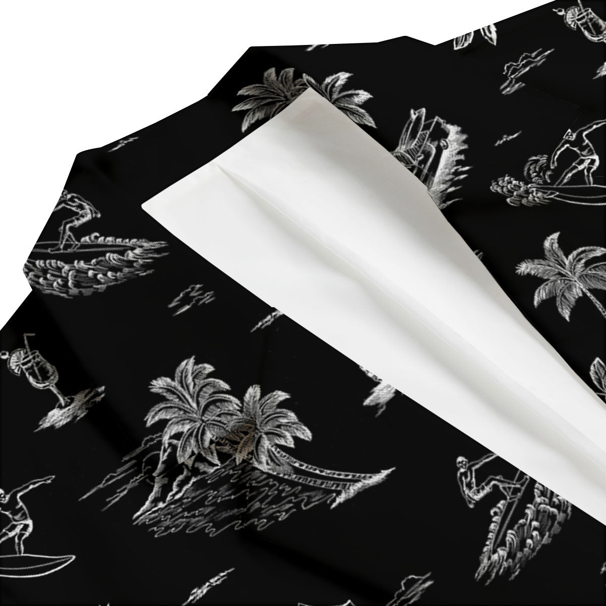 Surfing Black White Print Pattern Men's Blazer-grizzshop
