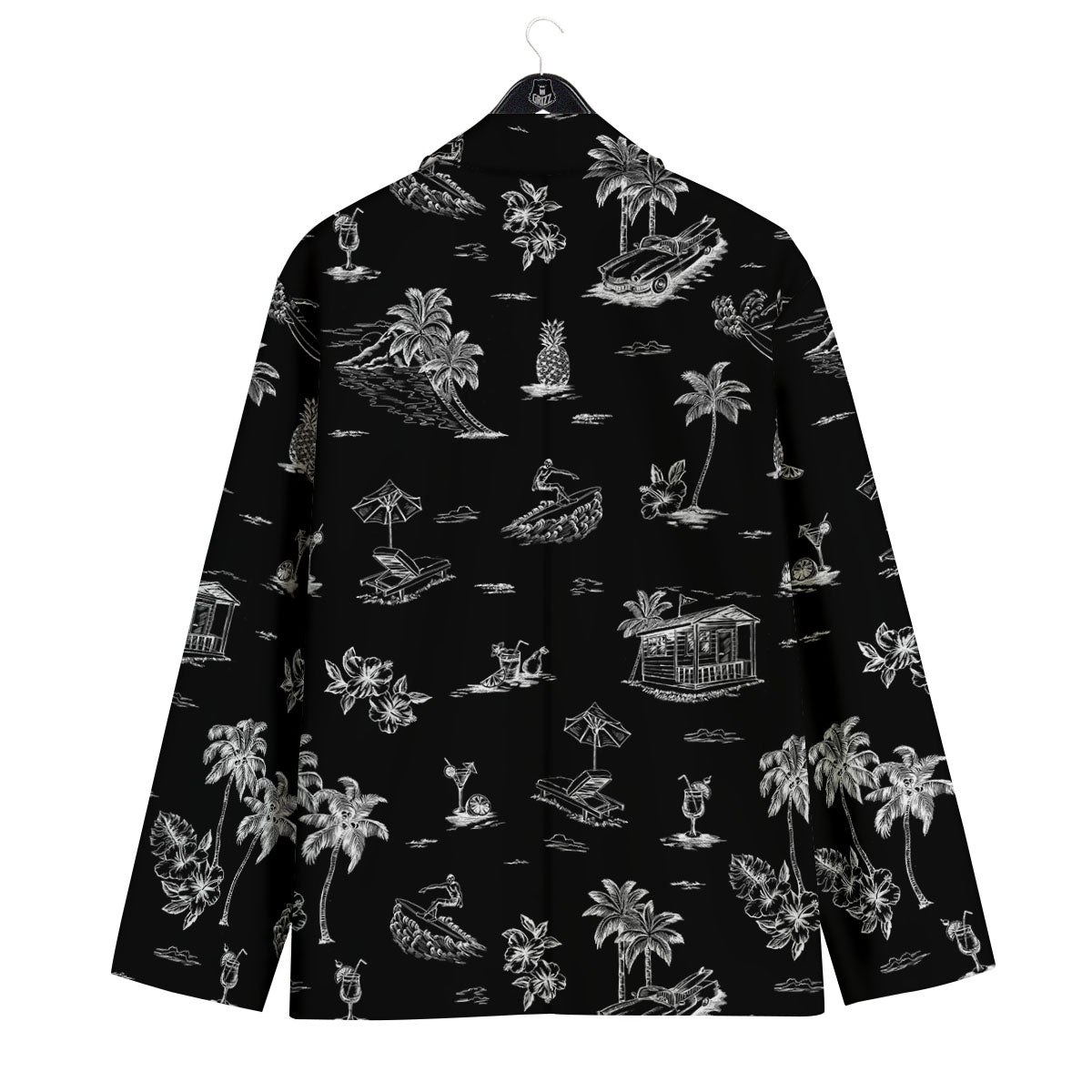 Surfing Black White Print Pattern Men's Sport Coat-grizzshop