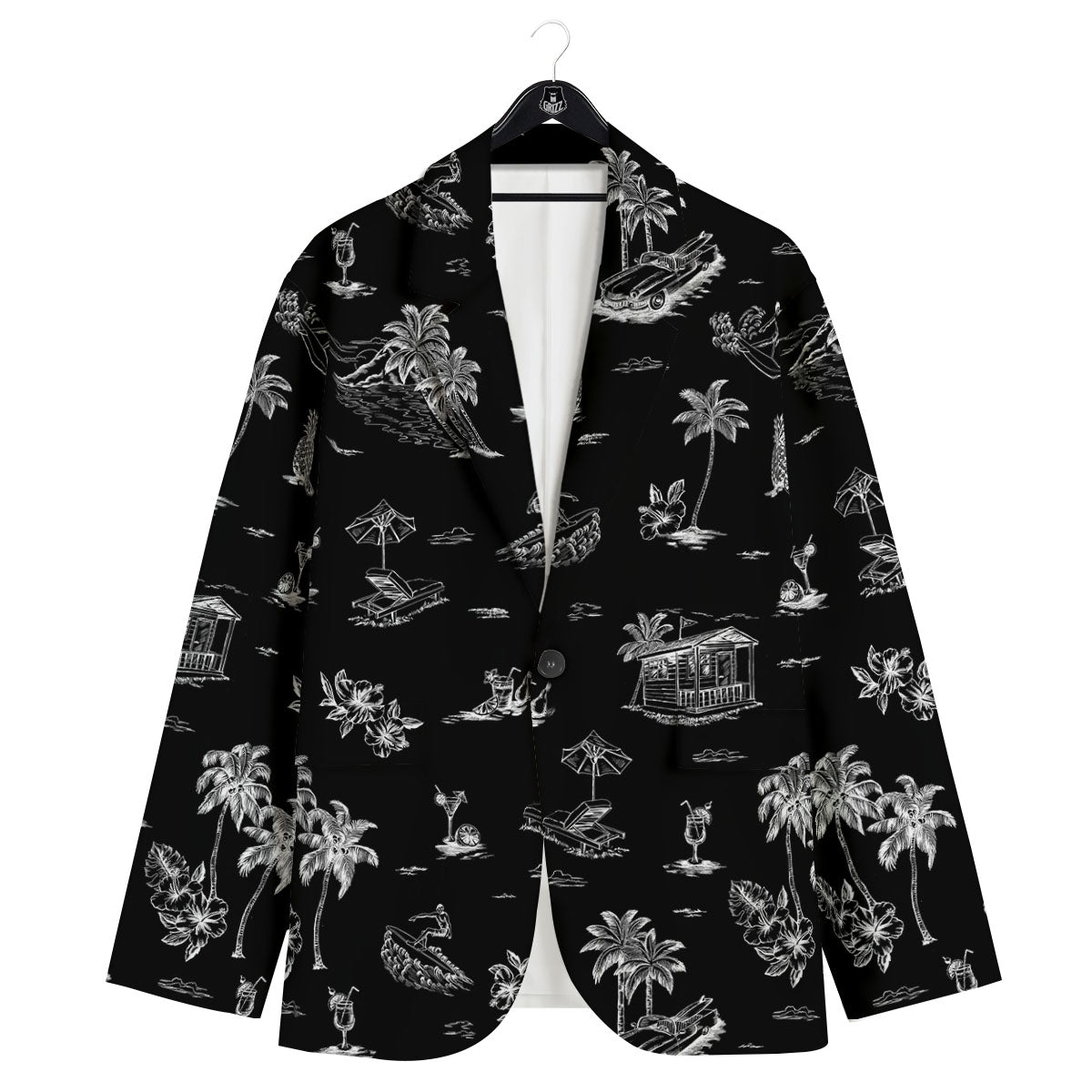 Surfing Black White Print Pattern Men's Sport Coat-grizzshop