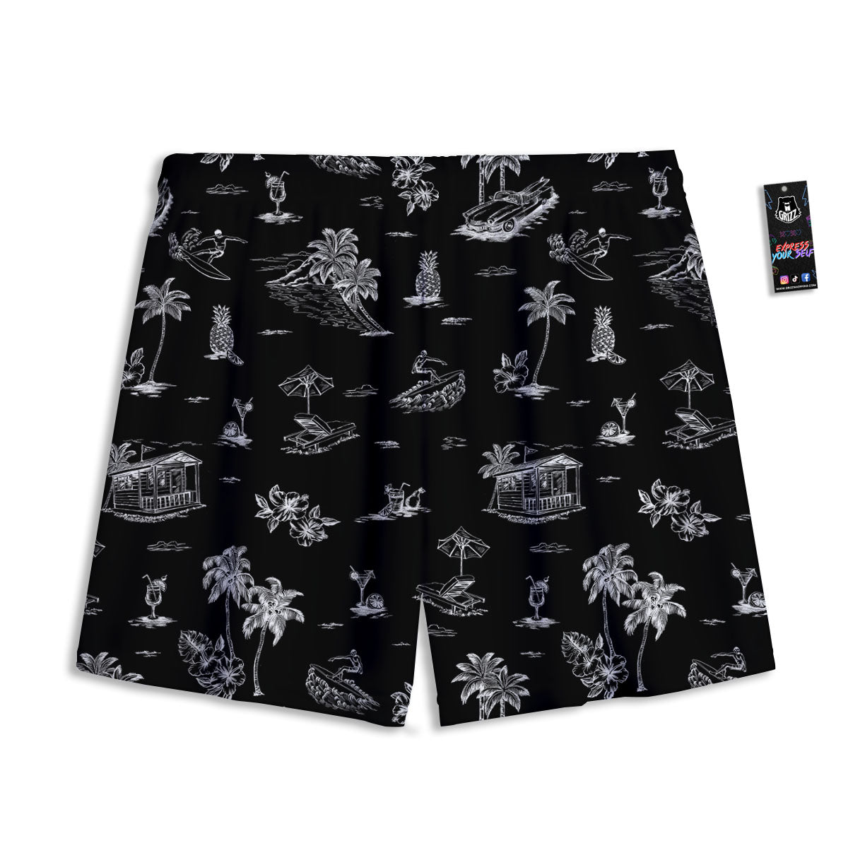 Star Of David Fiery Print Mesh Shorts