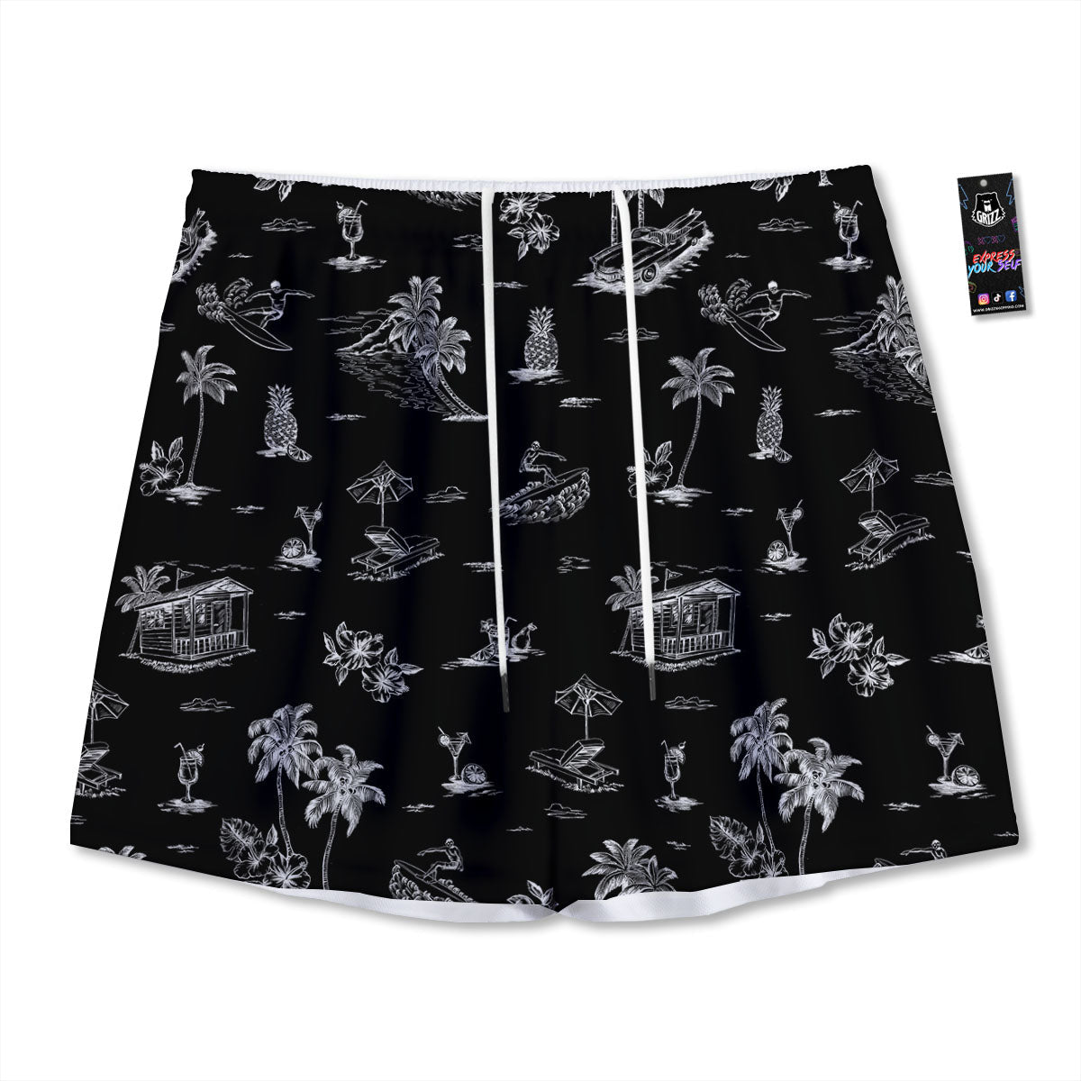 Star Of David Fiery Print Mesh Shorts
