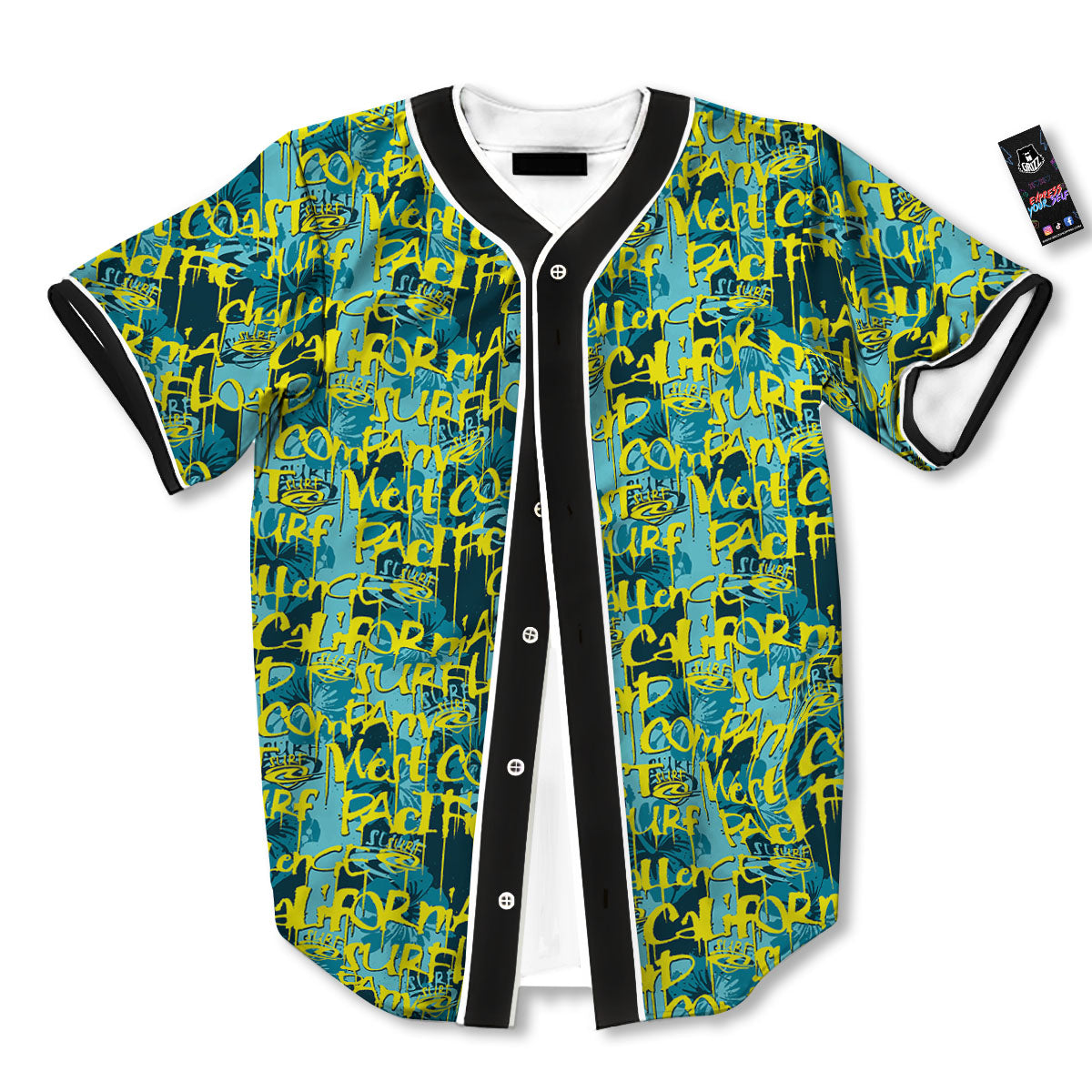 Surfing Graffiti Print Pattern Baseball Jersey-grizzshop