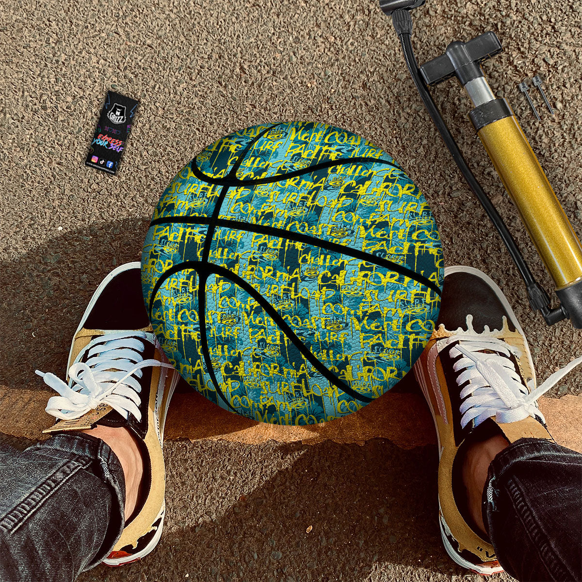 Surfing Graffiti Print Pattern Basketball-grizzshop