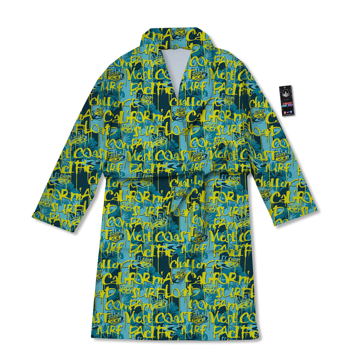 Surfing Graffiti Print Pattern Bathrobe-grizzshop