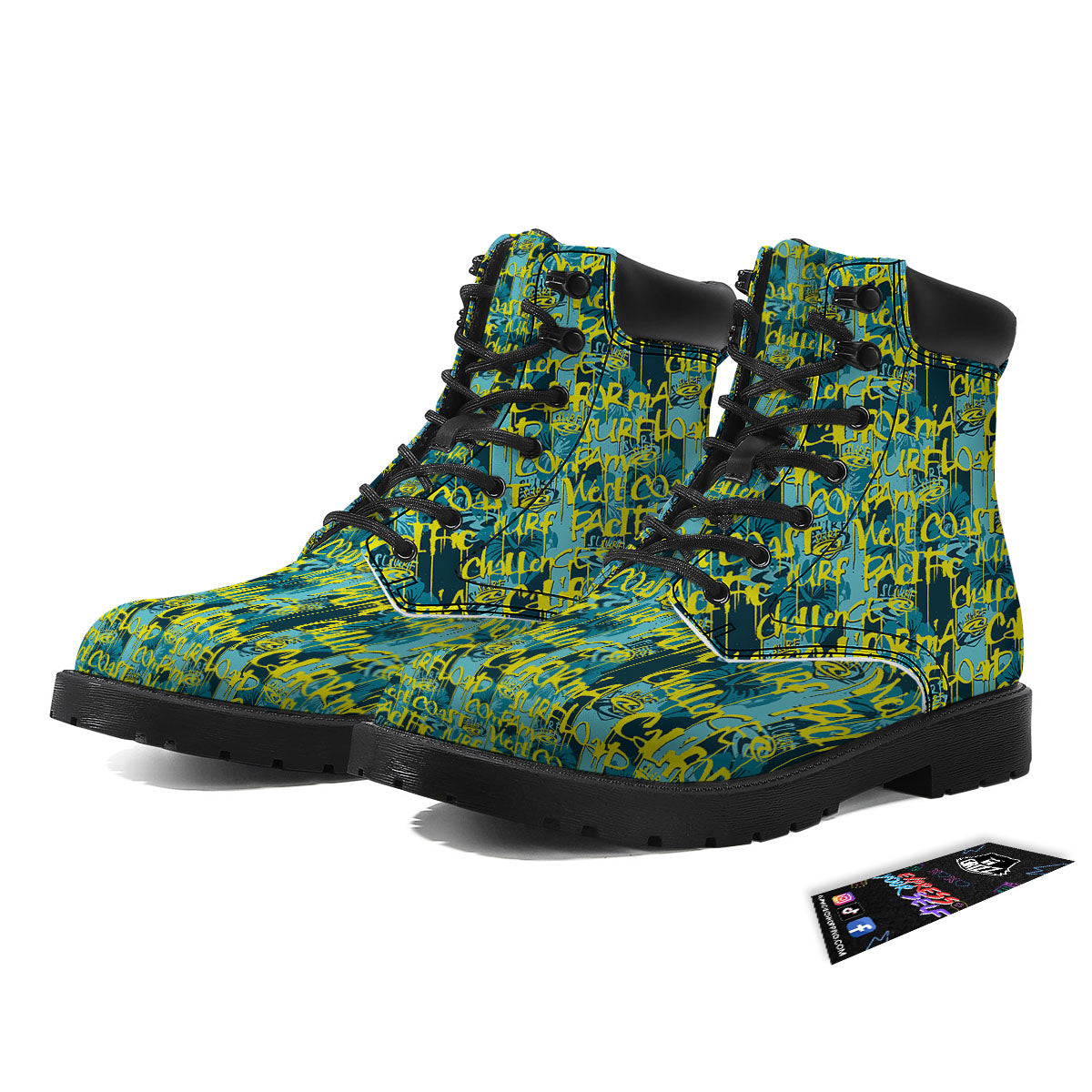 Surfing Graffiti Print Pattern Boots-grizzshop