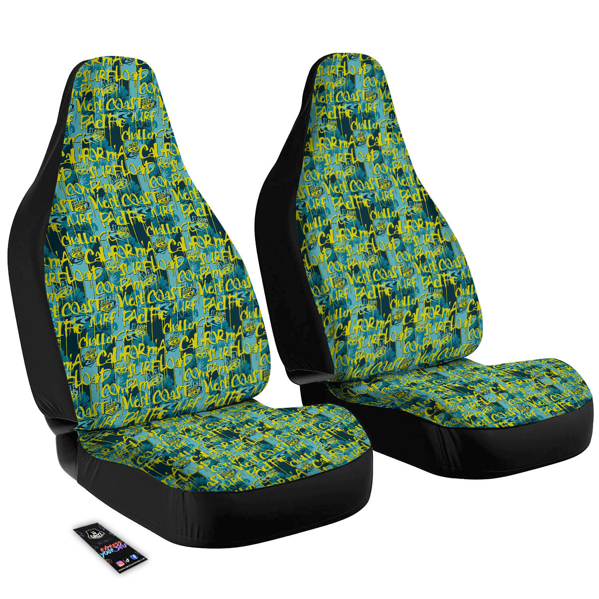 Surfing Graffiti Print Pattern Car Seat Covers-grizzshop