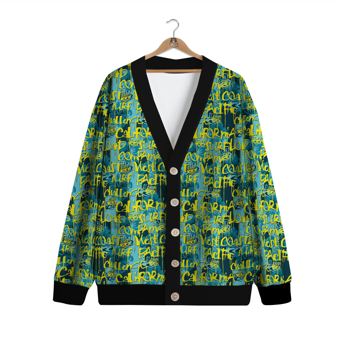 Surfing Graffiti Print Pattern Cardigan-grizzshop