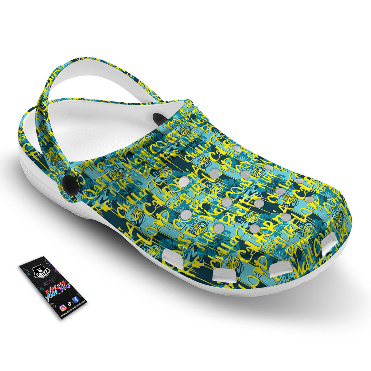 Surfing Graffiti Print Pattern Clog-grizzshop