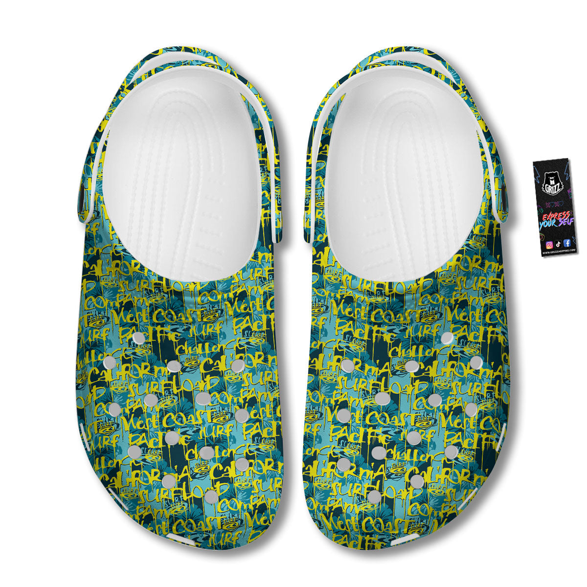 Surfing Graffiti Print Pattern Clog-grizzshop