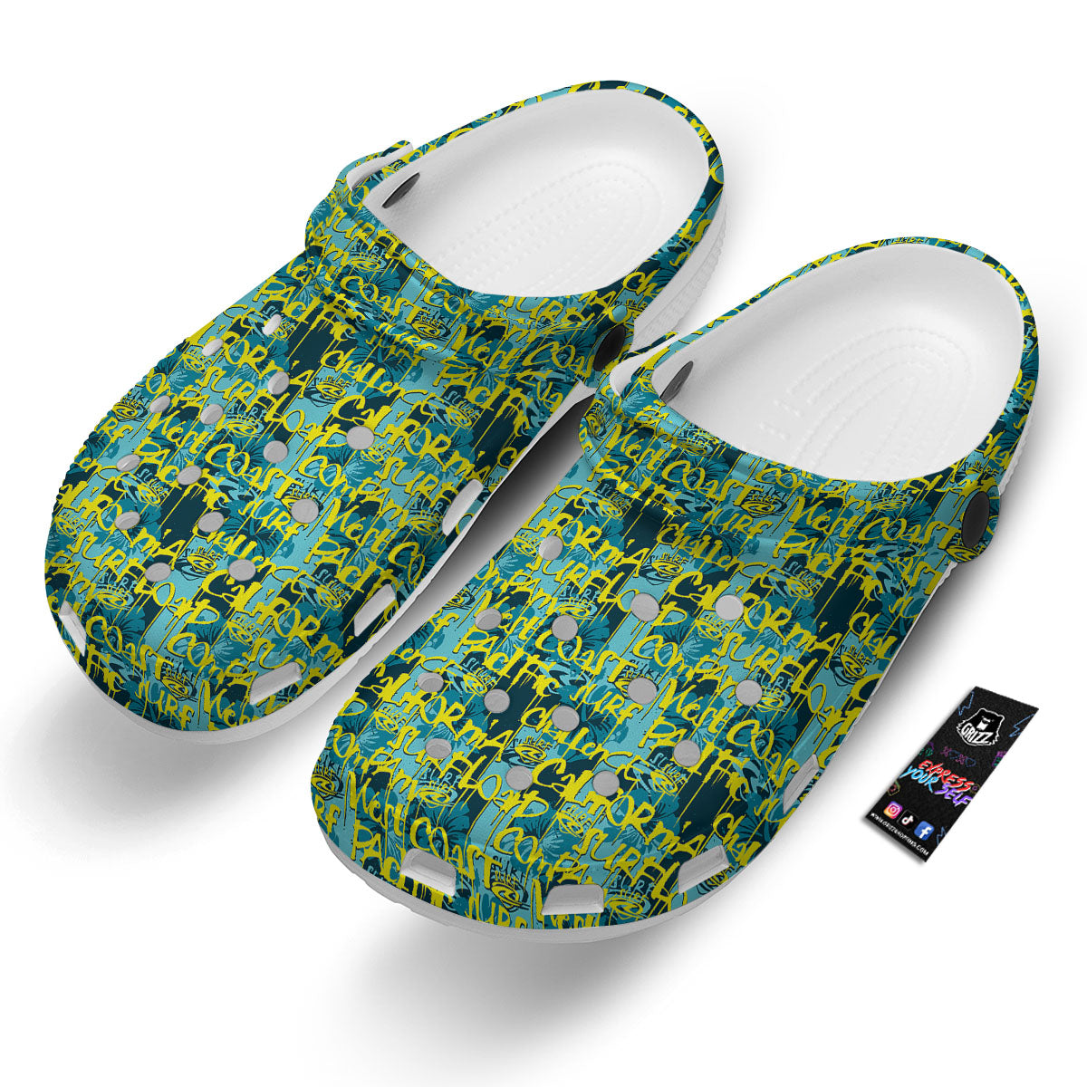 Surfing Graffiti Print Pattern Clog-grizzshop