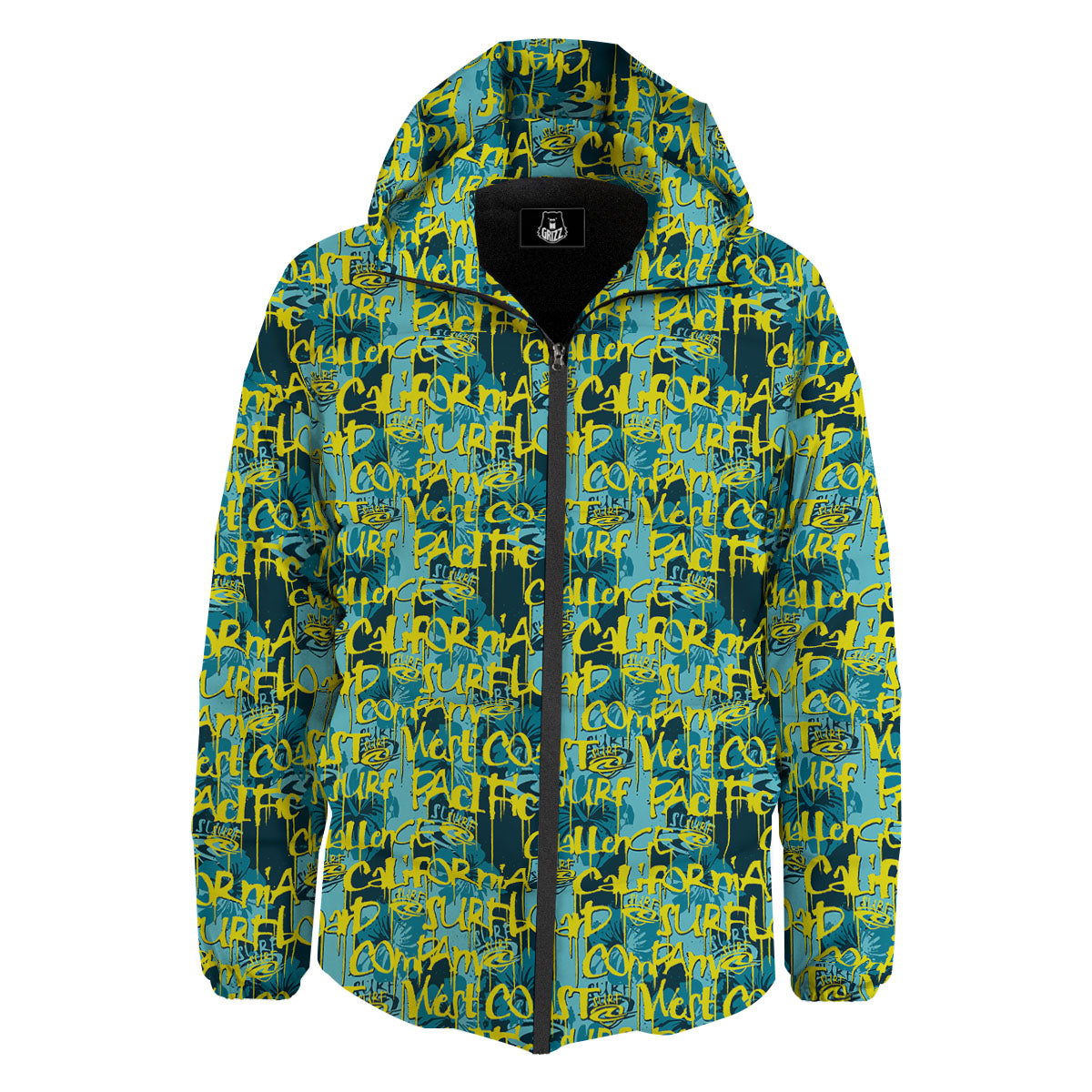 Surfing Graffiti Print Pattern Down Jacket-grizzshop