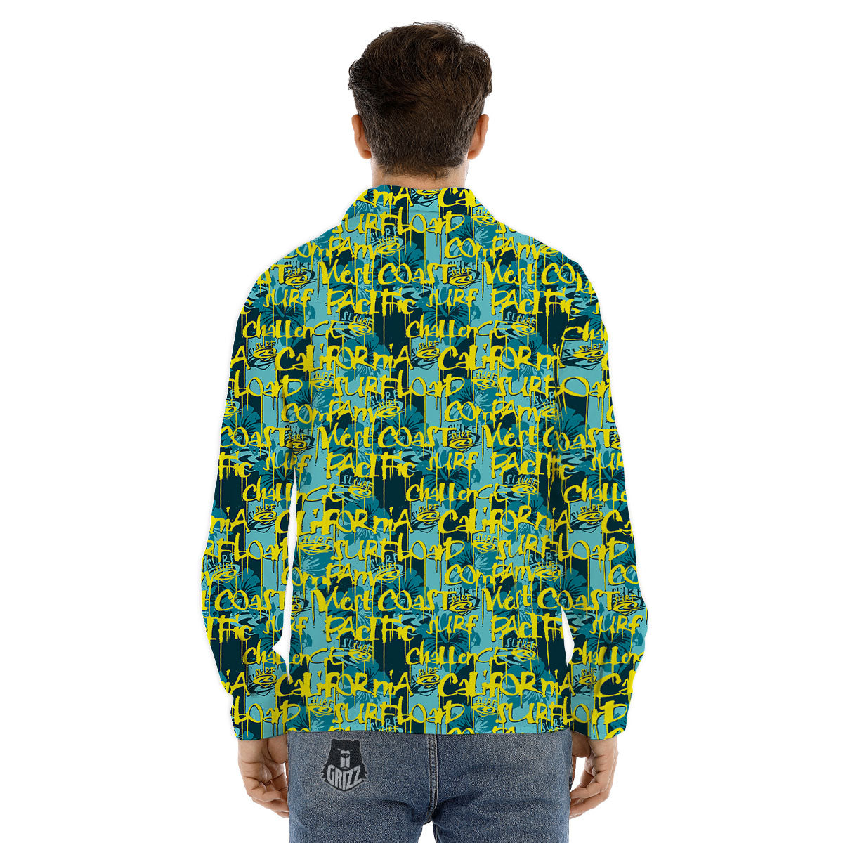 Surfing Graffiti Print Pattern Men's Dress Shirts-grizzshop